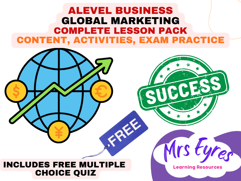 A Level Business 4.3.1 Global Marketing Lesson Pack and Free MCQ Quiz
