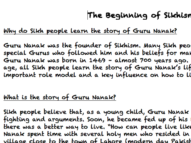 Sikhism Information Text