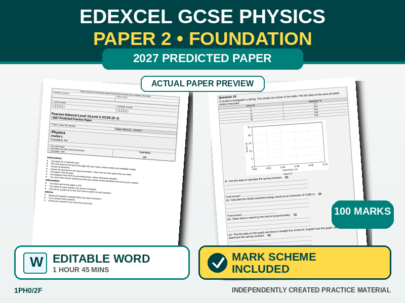 Edexcel Combined Science Physics 2 Foundation Predicted Paper 2027