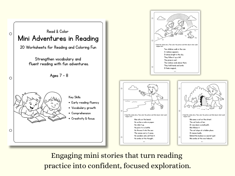 Mini Adventures in Reading – Read & Color (Ages 7–8)