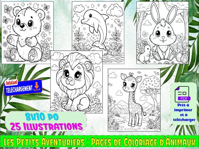 Les Petits Aventuriers-Pages de Coloriage d’Animaux