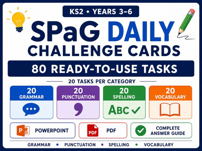 KS2 SPaG Daily Challenge Cards – 80 Tasks