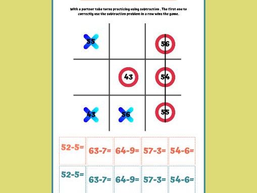 Subtraction Tic-Tac-Toe