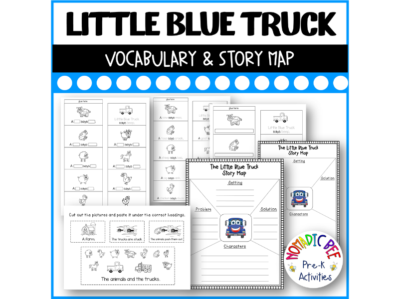 The Little Blue Truck Activities - Story Map & Vocab Accordion Book