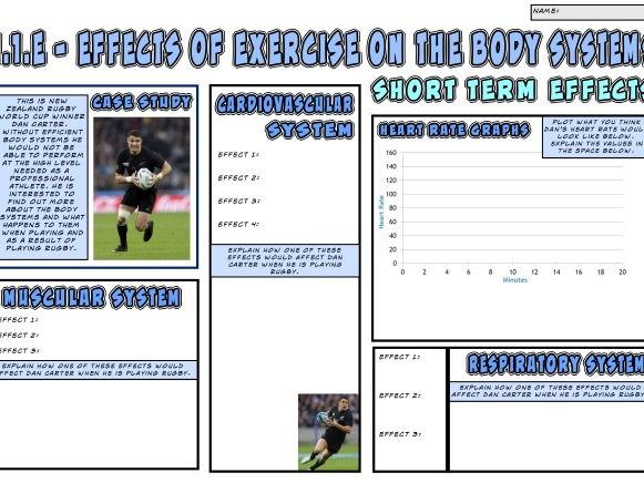 OCR GCSE PE 9-1 (2016) 1.1.e - The Effects of Exercise on the Body Systems A3 Revision Mat/Mindmap