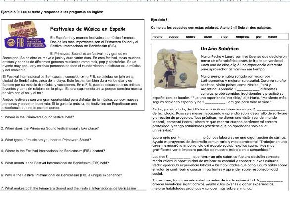 Spanish GCSE Reading exam style questions from 2024 (F + H) + ANSWERS