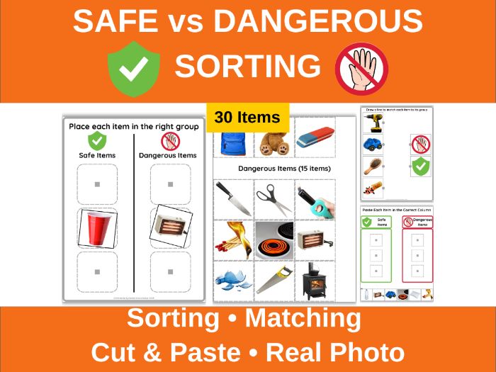 Safe vs Dangerous Items Sorting Cards