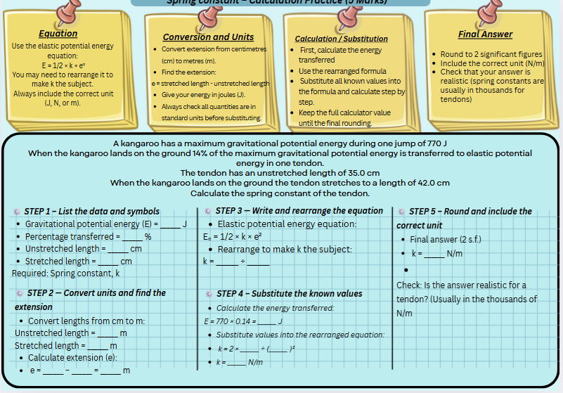 GCSE Physics Paper 1 – Energy Calculations (5× Scaffolded Worksheets & PPTs)