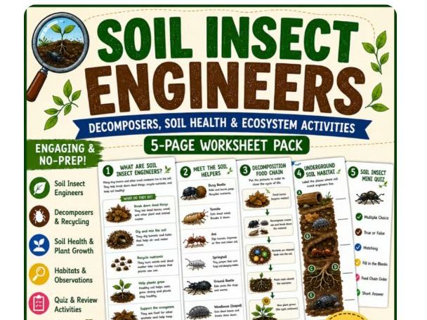 Soil Insect Engineers Worksheet Pack | Decomposers, Soil Health & Ecosystem