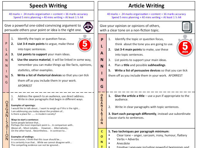 AQA English Language Writing Bookmarks