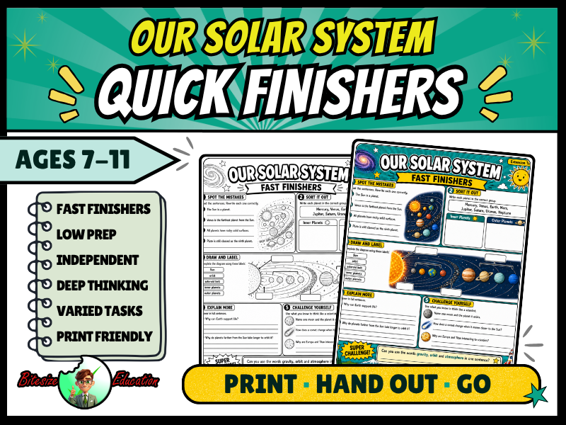 Solar System Worksheet | Planets & Space Fast Finisher Activity | KS2