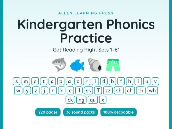 Kindergarten Phonics Worksheets Sets 1-6 | Get Reading Right Aligned | NSW