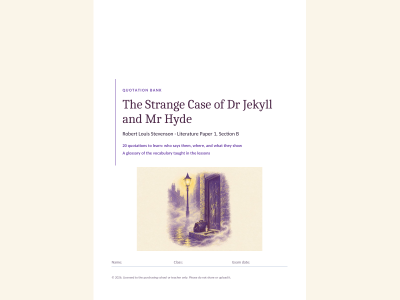 Jekyll and Hyde quotation bank: 20 quotations to learn
