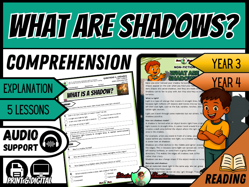 What Are Shadows? | Reading Comprehension | Year 3/4