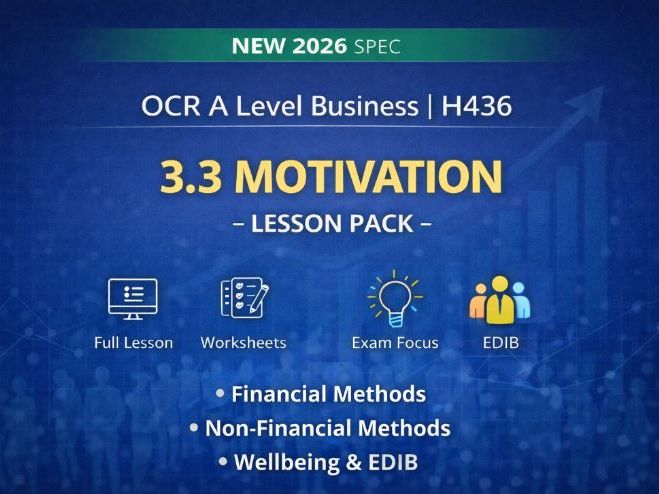 NEW 2026 OCR A Level Business H436 – 3.3 Motivation – Lesson Pack