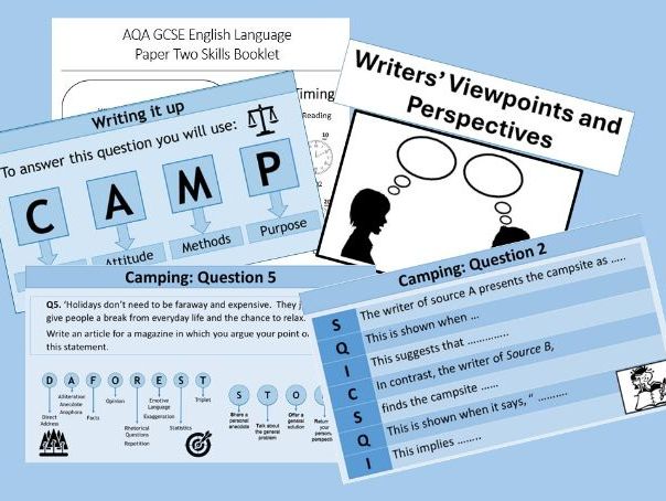 AQA Language Paper 2 Skills Booklet and 'Walk Thru' PowerPoint - Camping