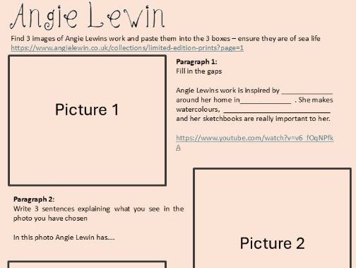 Art/Textiles - Angie Lewin - Artist Research Worksheet