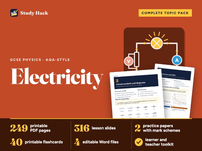 GCSE Physics Electricity: AQA-style workbook, practice papers and lessons