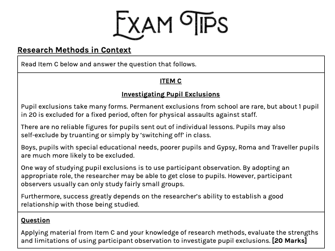 Exam Q's Help - Research - SOCIOLOGY