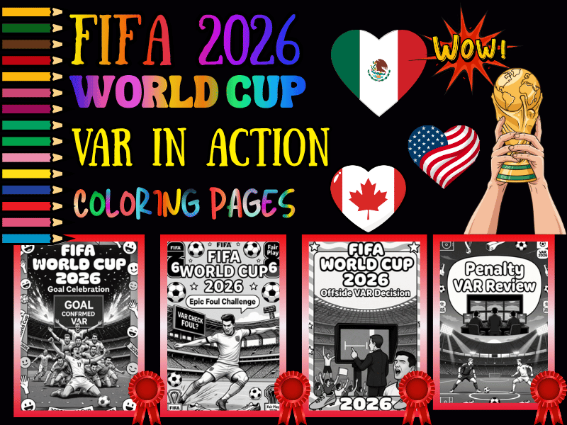 FIFA World Cup 2026 VAR in Action Coloring Pages for Kids NO PREP Soccer Pack