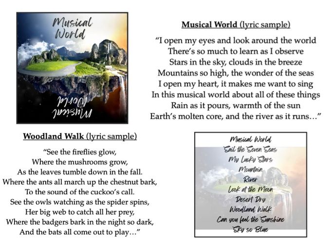 Musical World – 10 Original Songs with Backing Tracks & Lyrics  (KS2 / KS3)