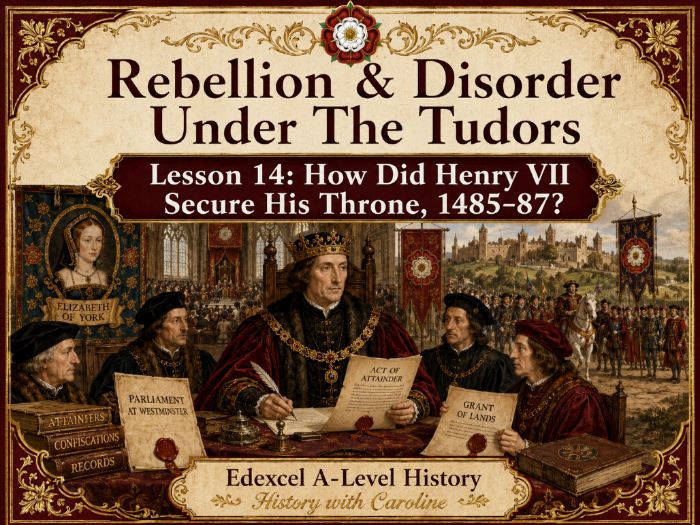 Rebellion & Disorder Under The Tudors Lesson 14: How Henry VII Secured The Throne 1485-87