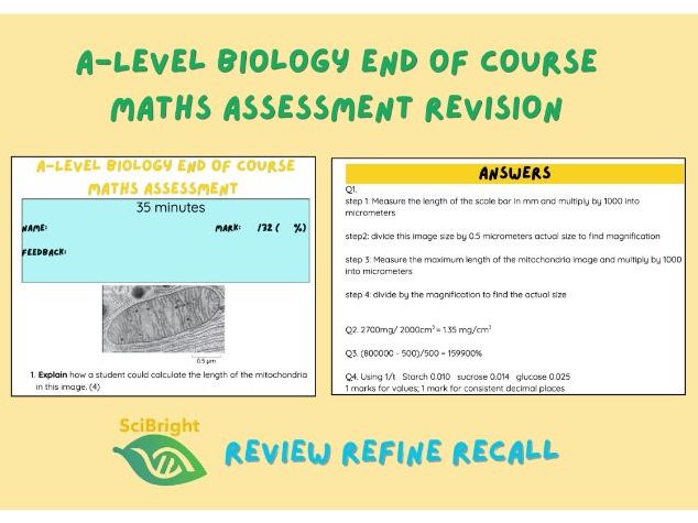 A-Level Biology End of Course Maths Assessment Revision