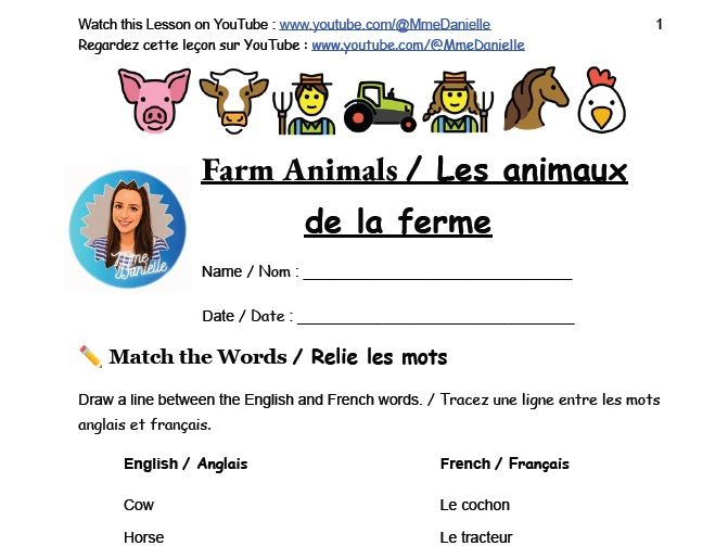 Farm Animals - Bilingual - French-English (Mme Danielle)