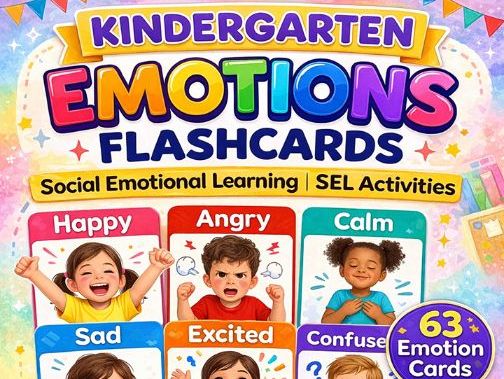 63 Kindergarten Emotions Flashcards