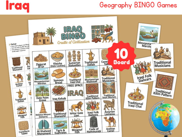 Iraq Bingo Game | Country Study, Geography & Culture Activity