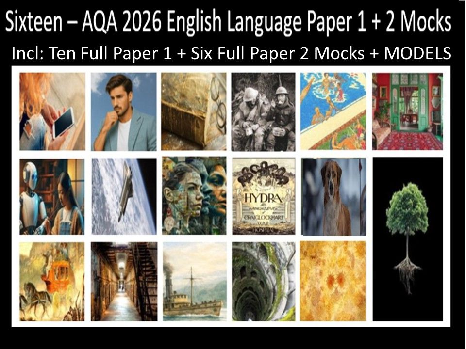 Sixteen AQA 2026 English Language Paper 1 + 2 Full Mocks | MODELS