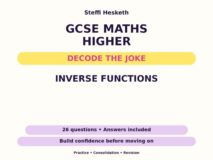 Inverse Functions | GCSE Decode the Joke + Answers