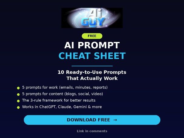 AI Prompt Cheat Sheet: 10 Prompts That Actually Work - FREE