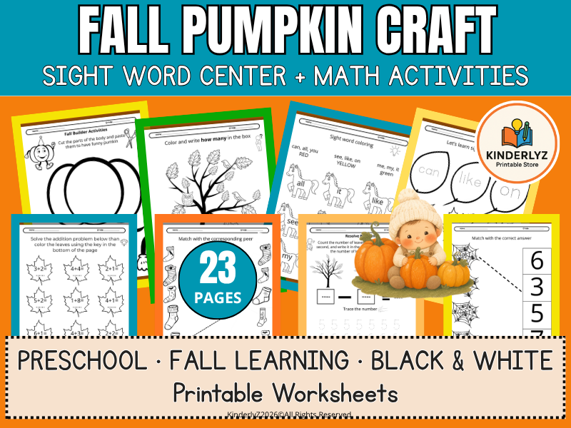 Fall & Halloween Craft Preschool Worksheets