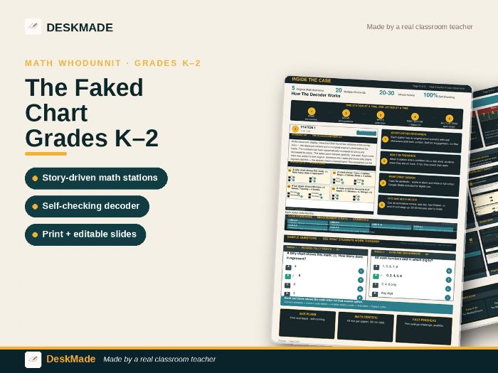 Math Whodunnit Escape Room | Grades K–2 | Faked Chart | 5-Station Mystery