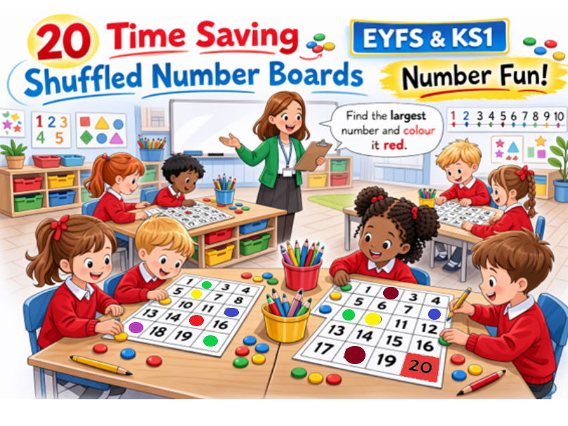 Maths Time Savers Shuffled Number Boards
