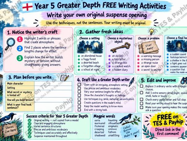 English NC- Year 5 GDS skills suspense writing- The Gate at Blackthorn Marsh