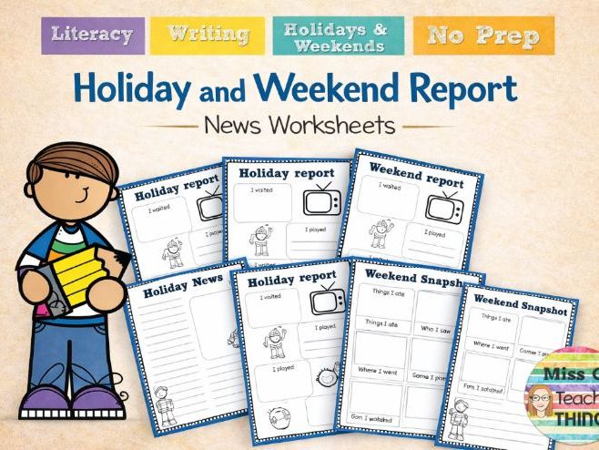 Differentitated English writing: 8 Holiday and Weekend report news templates