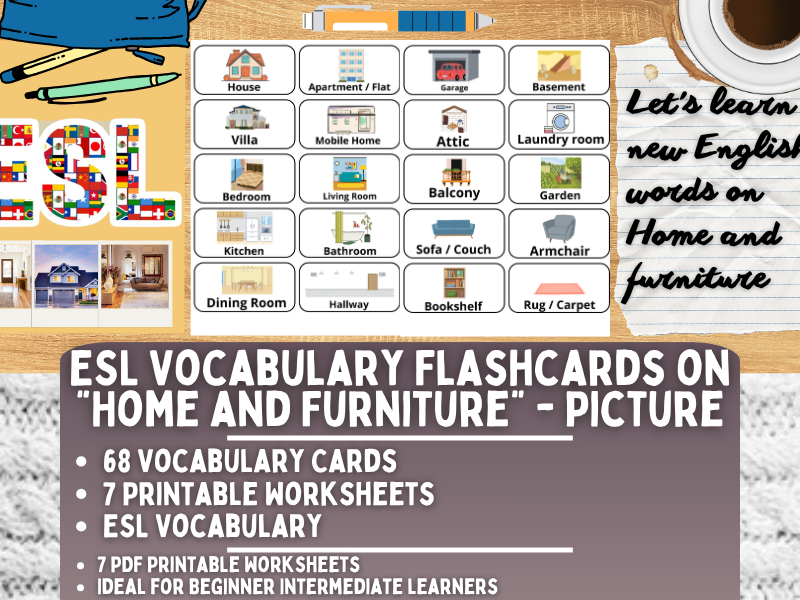 ESL Vocabulary Flashcards - Home & Furniture - Pictures