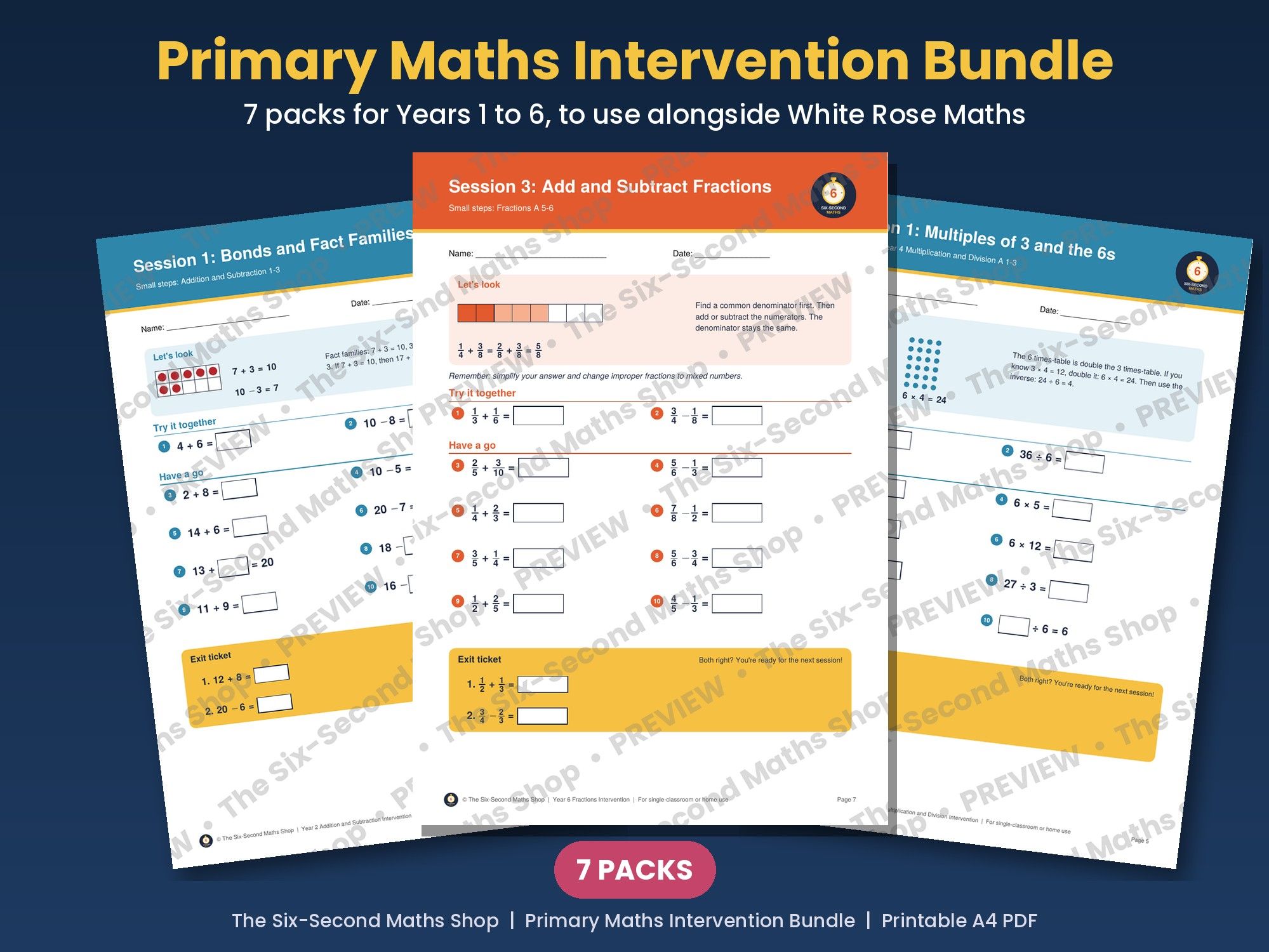 Primary Maths Intervention Bundle - Year 1 to Year 6 Diagnostic Packs (Autumn Term)