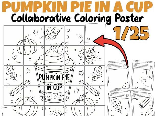 Pumpkin Pie in a Cup Collaborative Poster | Premium Fall Thanksgiving Craft