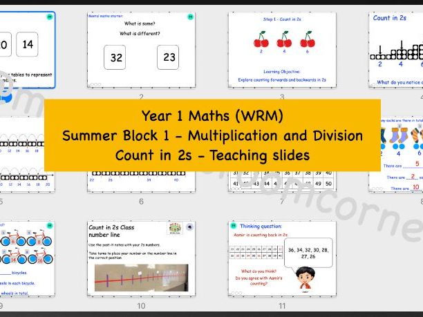 Count in 2s teaching slides - Year 1 WRM Summer Blk 1 - Multiplication and Division Step 1