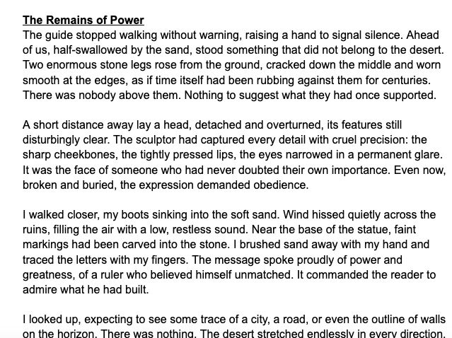 English Language Paper 1 based on Power& Conflict poems turned into extracts