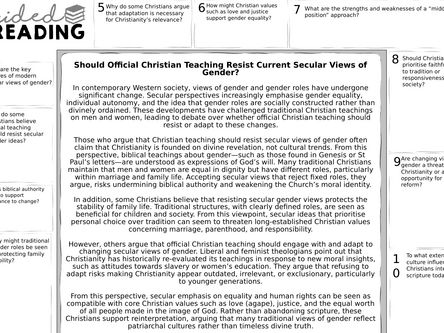OCR A-Level Gender and society complete guided reading sheets