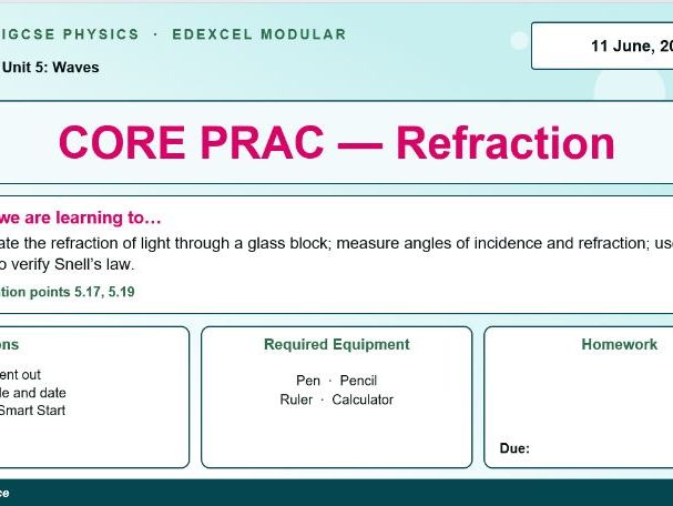 IGCSE Physics: Core Practical — Investigating Refraction | Edexcel Modular | Unit 5 | L7