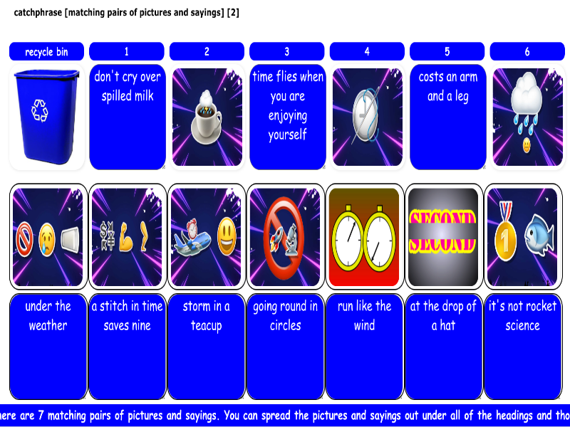 catchphrase [matching pairs of pictures and sayings] [2]