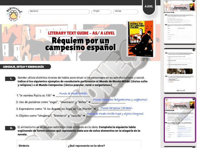 AS/A Level Spanish Language & Symbolism Guide: Réquiem por un campesino español