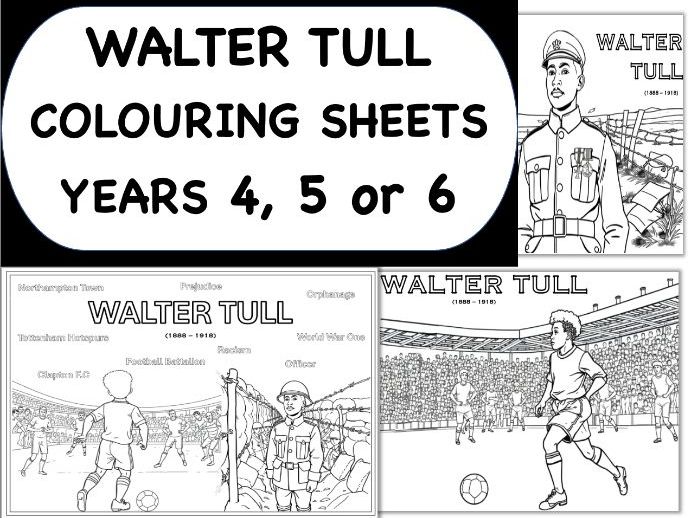 Walter Tull Colouring Sheets - Black History Month