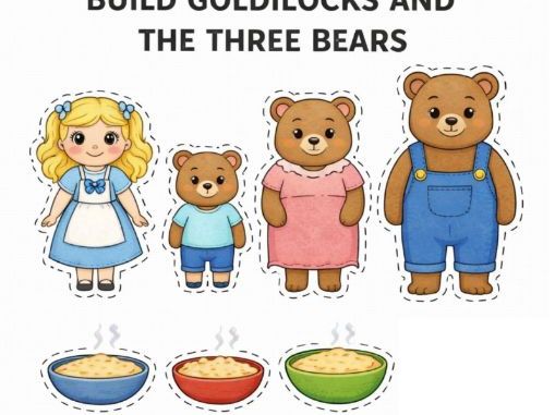 Cut and paste a Goldilocks and the Three Bears- Fine Motor Skills