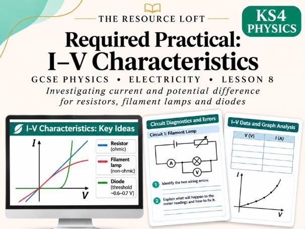 KS4 Physics | Required Practical: I–V Characteristics | PowerPoint & Worksheets | AQA
